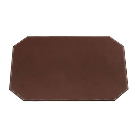 Dacasso Brown 17" x 12" Leatherette Cut Corner Placemat HN-3348